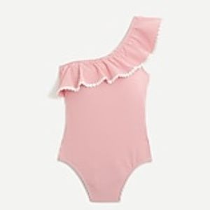 J.Crew One-shoulder Ruffle One-piece in Seersucker